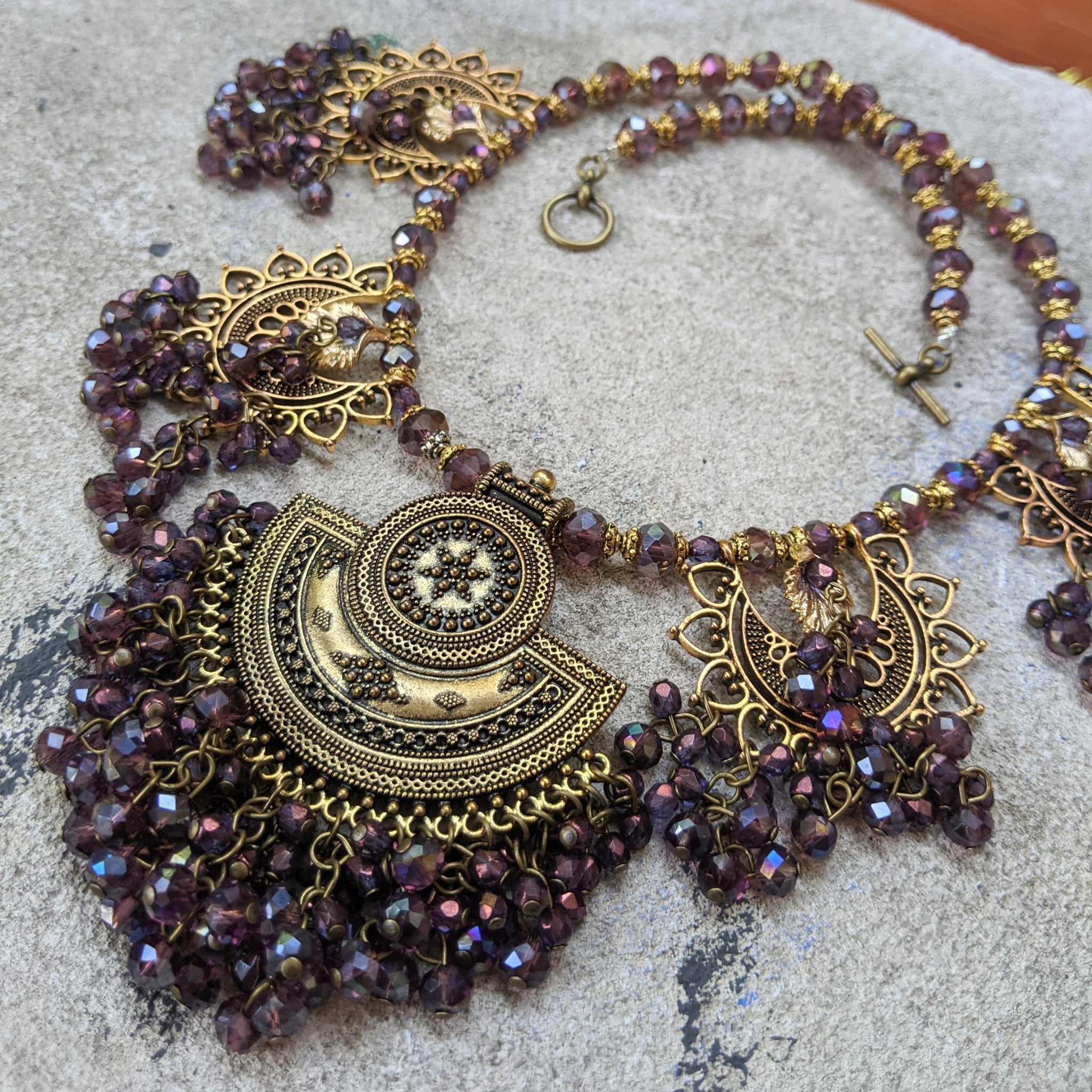 Golden crescent tribal fusion necklace 34 A Case of Random