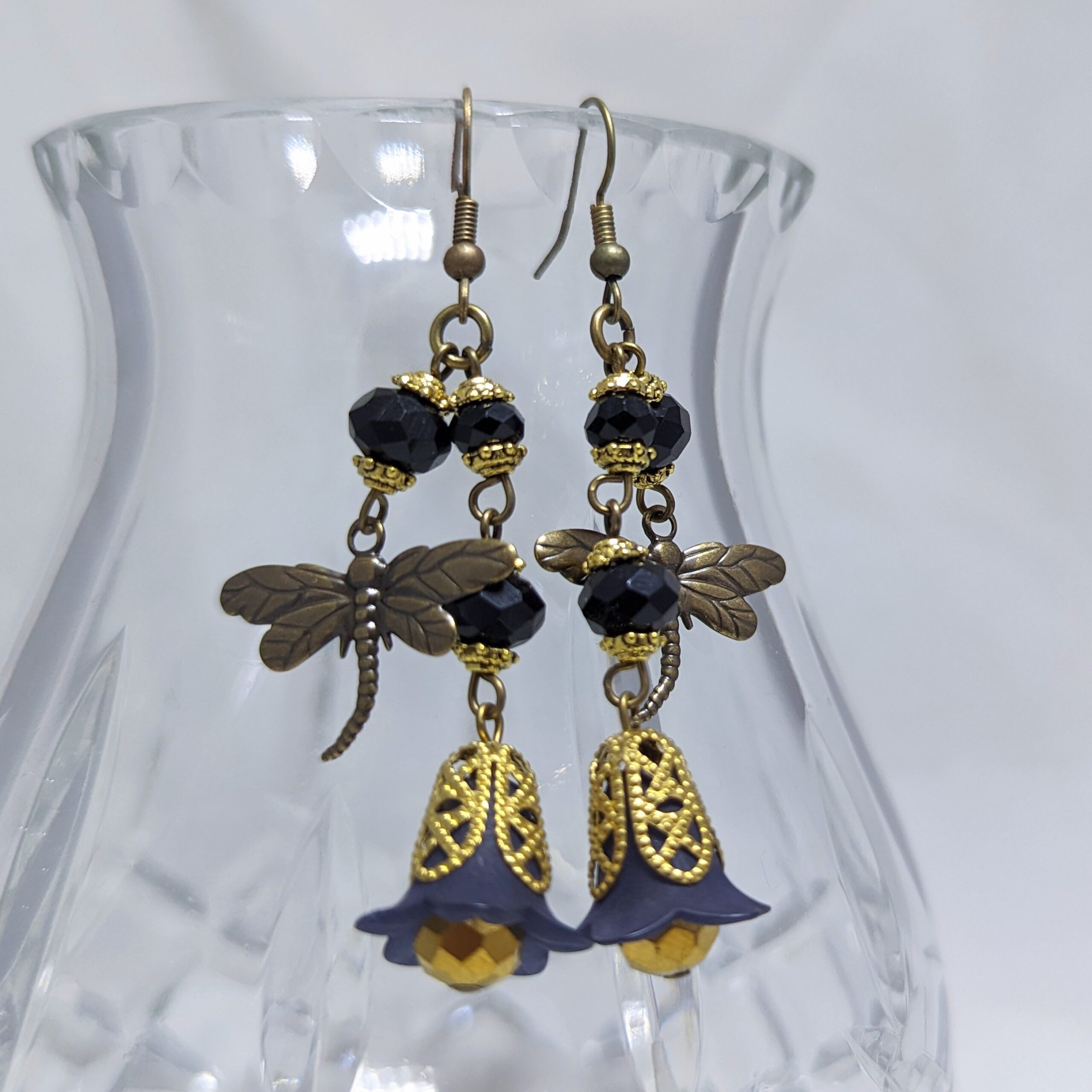 Jewelry Making Kit, Brass Dragonfly Earrings with Lucite Bell Flowers - Jewelry  Tool Box