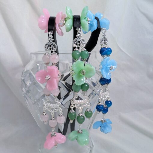 Stoneflowers--double-sided wooden hair sticks
