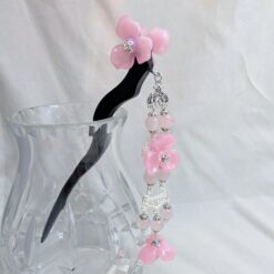 Alternative view of Stoneflowers--double-sided wooden hair sticks