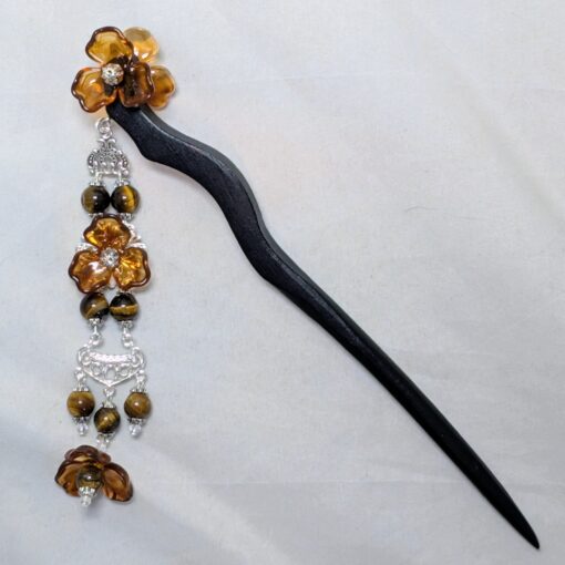Stoneflowers--double-sided wooden hair sticks - Image 5
