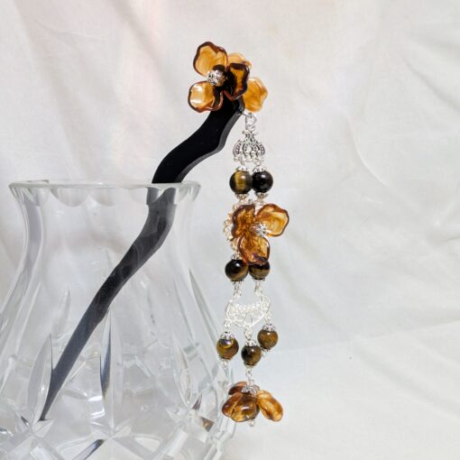 Stoneflowers--double-sided wooden hair sticks - Image 4