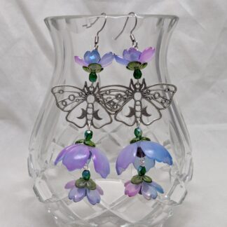 Night Blooms - luna moths and flowers earrings