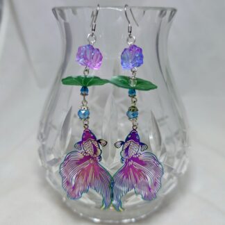 water lily and goldfish earrings